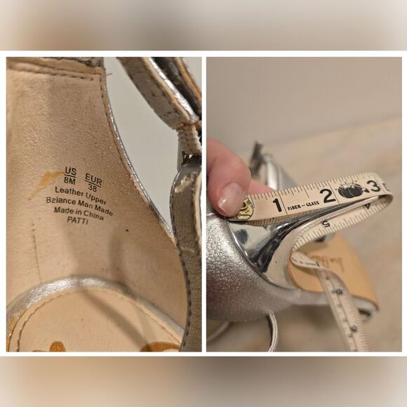 SAM EDELMAN SILVER LEATHER PATTI HEELS 8 - Picture 6 of 8